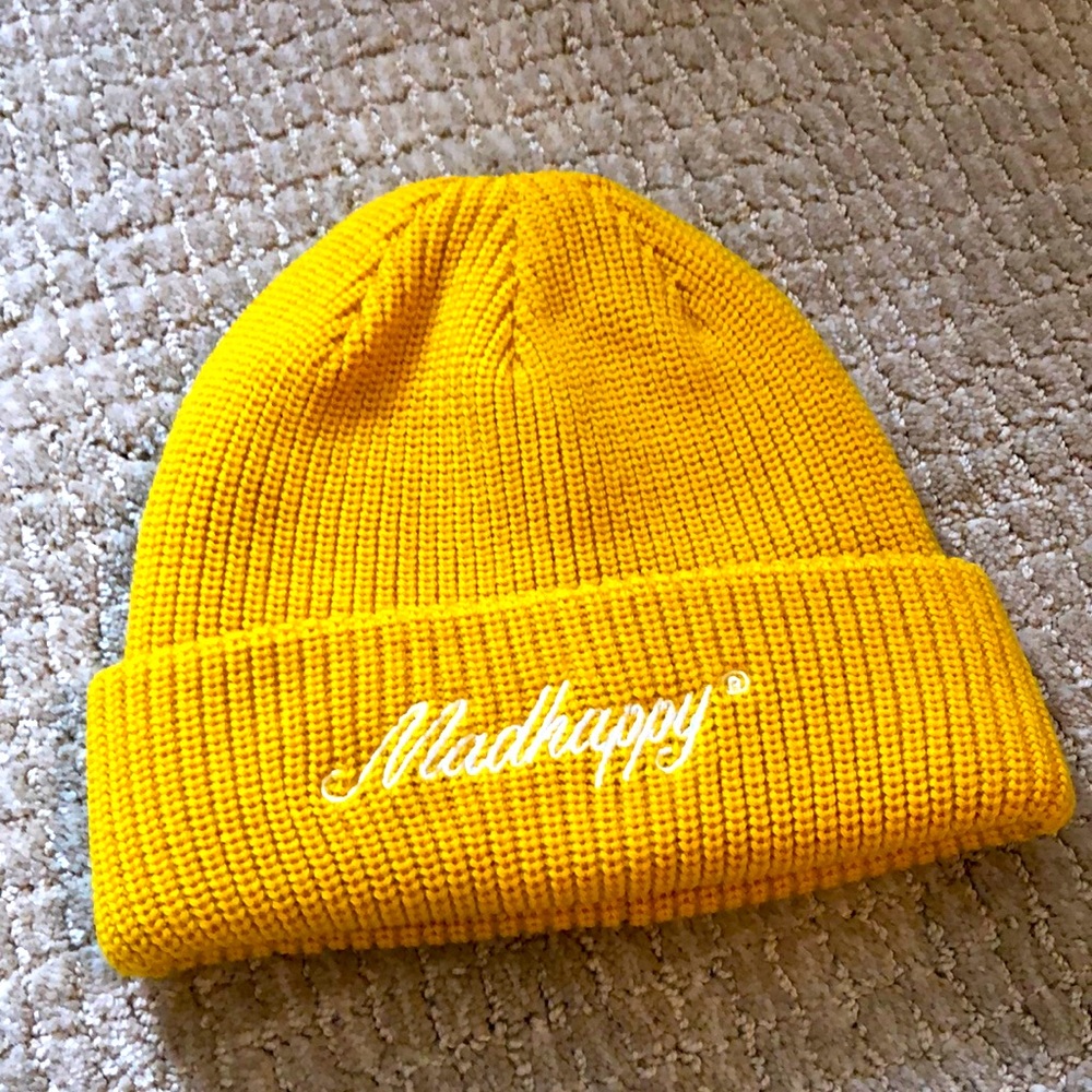 MadHappy Sunny Yellow Golden Sun Wool Beanie Hat Unisex New!